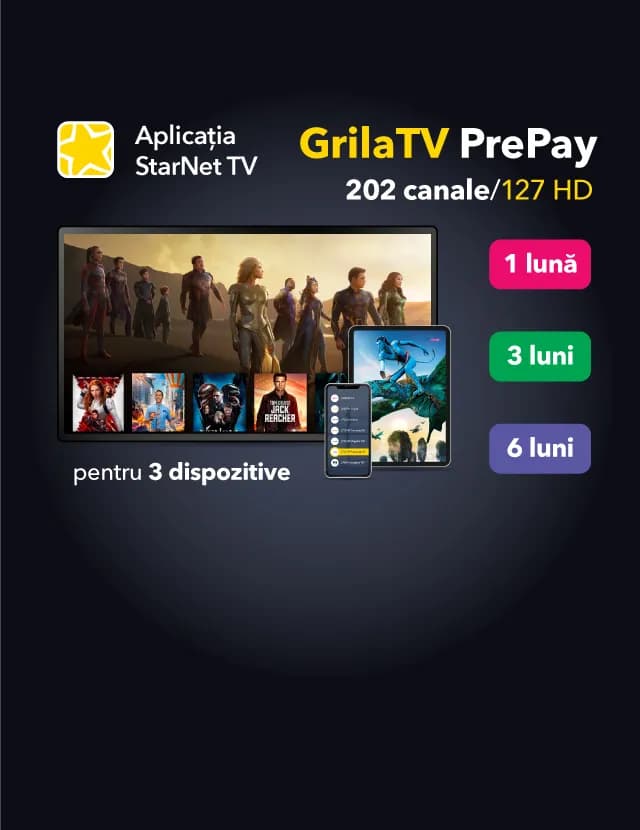 Cartele GrilaTV PrePay, disponibile în Oficiile StarNet