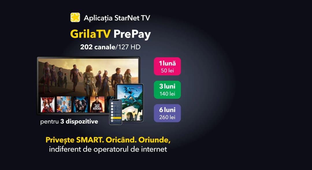 Выбирайте одну из трёх карт <span>GrilaTV</span> PrePay